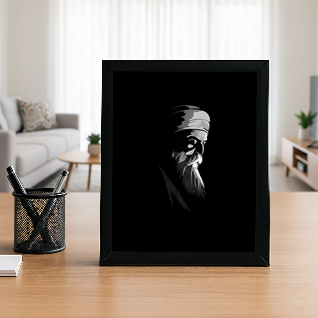 SaadiSikhi I "GURU NANAK DEV JI" - Wall Decor Prints For Home , Housewarming Gifts, Sikh Quotes I Sikh Gift Ideas I Premium Office Desk / Study Desk / Side Tables and Wall Gurbani Art Wall Frames I with Self Adhesive Hook