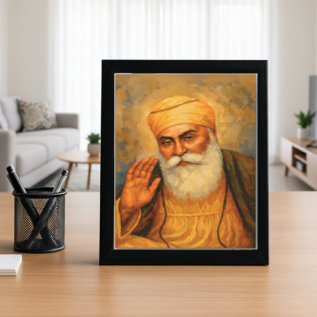 SaadiSikhi I "GURU NANAK DEV JI" - Wall Decor Prints For Home , Housewarming Gifts, Sikh Quotes I Sikh Gift Ideas I Premium Office Desk / Study Desk / Side Tables and Wall Gurbani Art Wall Frames I with Self Adhesive Hook