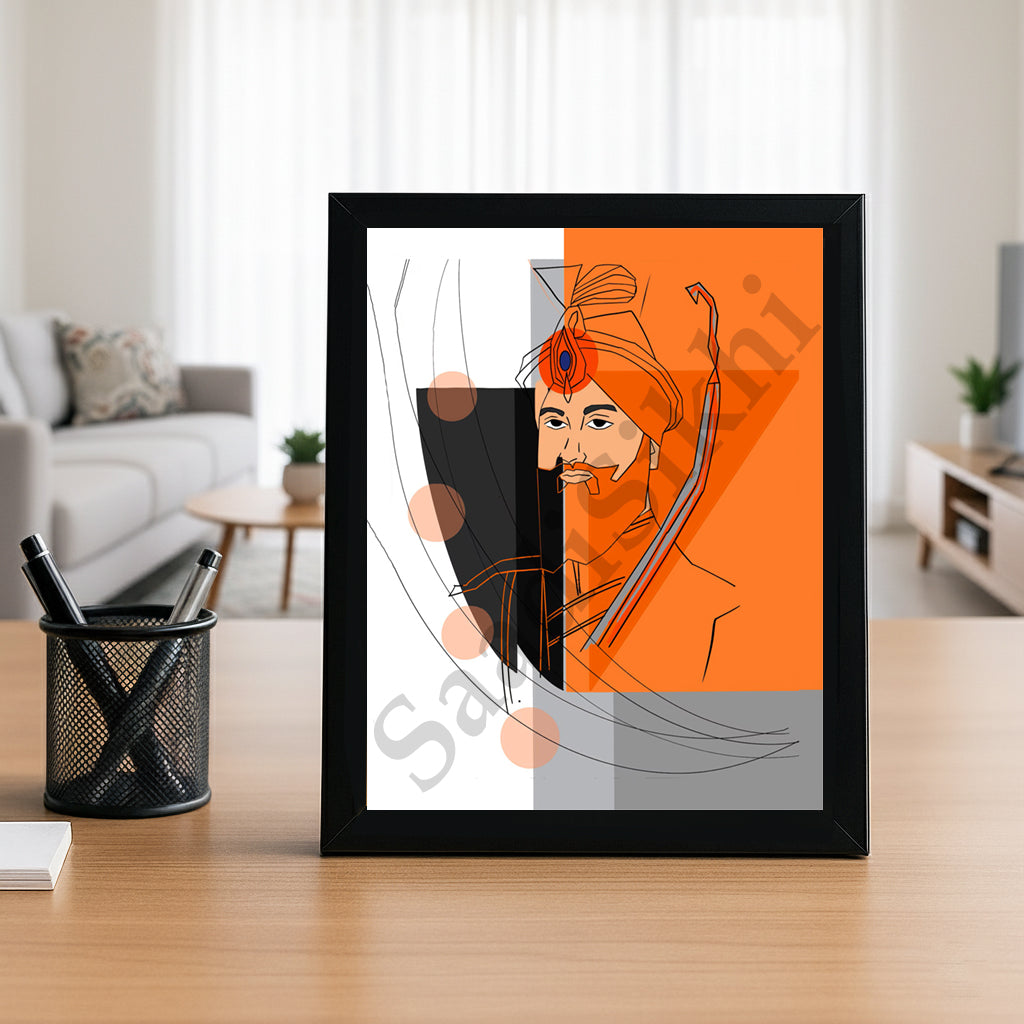 SaadiSikhi I "Guru Gobind Singh Ji" - Wall Decor Prints For Home , Housewarming Gifts, Sikh Quotes I Sikh Gift Ideas I Premium Office Desk / Study Desk / Side Tables and Wall Gurbani Art Wall Frames I with Self Adhesive Hook