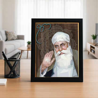 SaadiSikhi I "GURU NANAK DEV JI" - Wall Decor Prints For Home , Housewarming Gifts, Sikh Quotes I Sikh Gift Ideas I Premium Office Desk / Study Desk / Side Tables and Wall Gurbani Art Wall Frames I with Self Adhesive Hook
