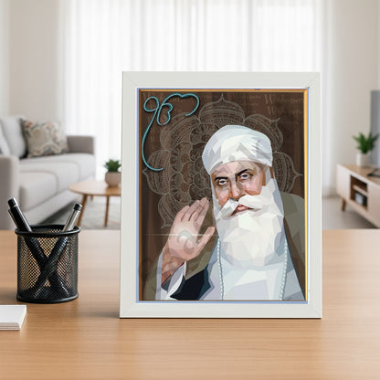 SaadiSikhi I "GURU NANAK DEV JI" - Wall Decor Prints For Home , Housewarming Gifts, Sikh Quotes I Sikh Gift Ideas I Premium Office Desk / Study Desk / Side Tables and Wall Gurbani Art Wall Frames I with Self Adhesive Hook