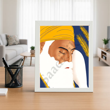 SaadiSikhi I "GURU NANAK DEV JI" - Wall Decor Prints For Home , Housewarming Gifts, Sikh Quotes I Sikh Gift Ideas I Premium Office Desk / Study Desk / Side Tables and Wall Gurbani Art Wall Frames I with Self Adhesive Hook