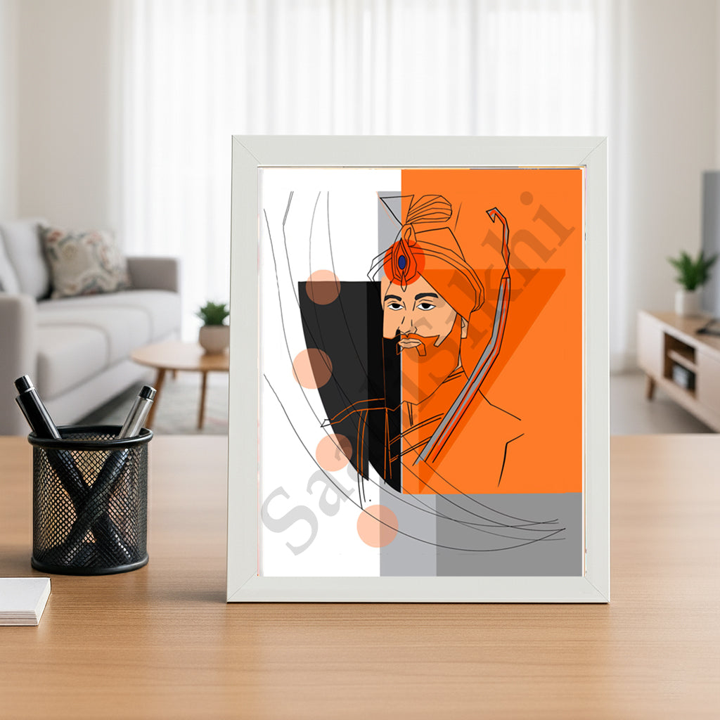 SaadiSikhi I "Guru Gobind Singh Ji" - Wall Decor Prints For Home , Housewarming Gifts, Sikh Quotes I Sikh Gift Ideas I Premium Office Desk / Study Desk / Side Tables and Wall Gurbani Art Wall Frames I with Self Adhesive Hook