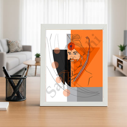 SaadiSikhi I "Guru Gobind Singh Ji" - Wall Decor Prints For Home , Housewarming Gifts, Sikh Quotes I Sikh Gift Ideas I Premium Office Desk / Study Desk / Side Tables and Wall Gurbani Art Wall Frames I with Self Adhesive Hook