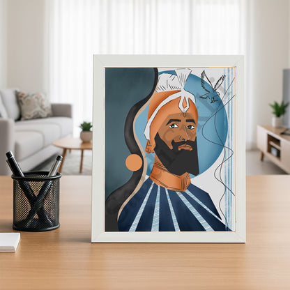 SaadiSikhi I "Guru Gobind Singh Ji" - Wall Decor Prints For Home , Housewarming Gifts, Sikh Quotes I Sikh Gift Ideas I Premium Office Desk / Study Desk / Side Tables and Wall Gurbani Art Wall Frames I with Self Adhesive Hook
