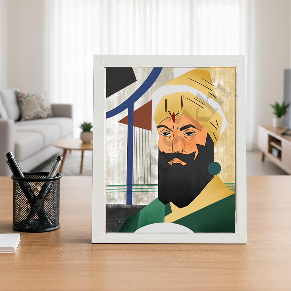 SaadiSikhi I "Guru Gobind Singh Ji" - Wall Decor Prints For Home , Housewarming Gifts, Sikh Quotes I Sikh Gift Ideas I Premium Office Desk / Study Desk / Side Tables and Wall Gurbani Art Wall Frames I with Self Adhesive Hook