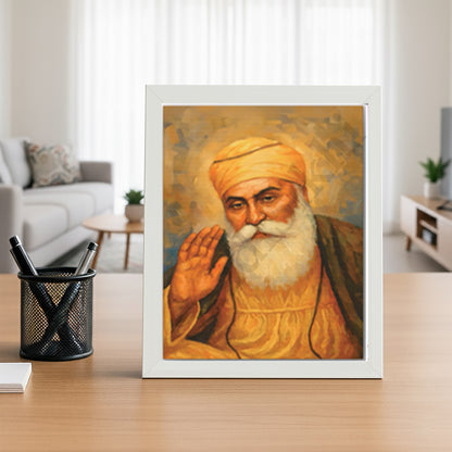 SaadiSikhi I "GURU NANAK DEV JI" - Wall Decor Prints For Home , Housewarming Gifts, Sikh Quotes I Sikh Gift Ideas I Premium Office Desk / Study Desk / Side Tables and Wall Gurbani Art Wall Frames I with Self Adhesive Hook