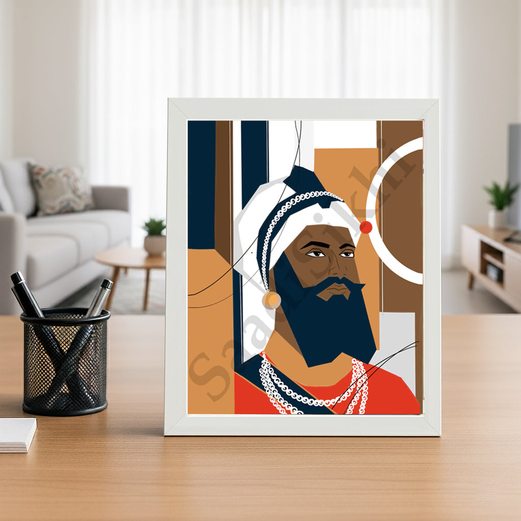 SaadiSikhi I "Guru Gobind Singh Ji" - Wall Decor Prints For Home , Housewarming Gifts, Sikh Quotes I Sikh Gift Ideas I Premium Office Desk / Study Desk / Side Tables and Wall Gurbani Art Wall Frames I with Self Adhesive Hook