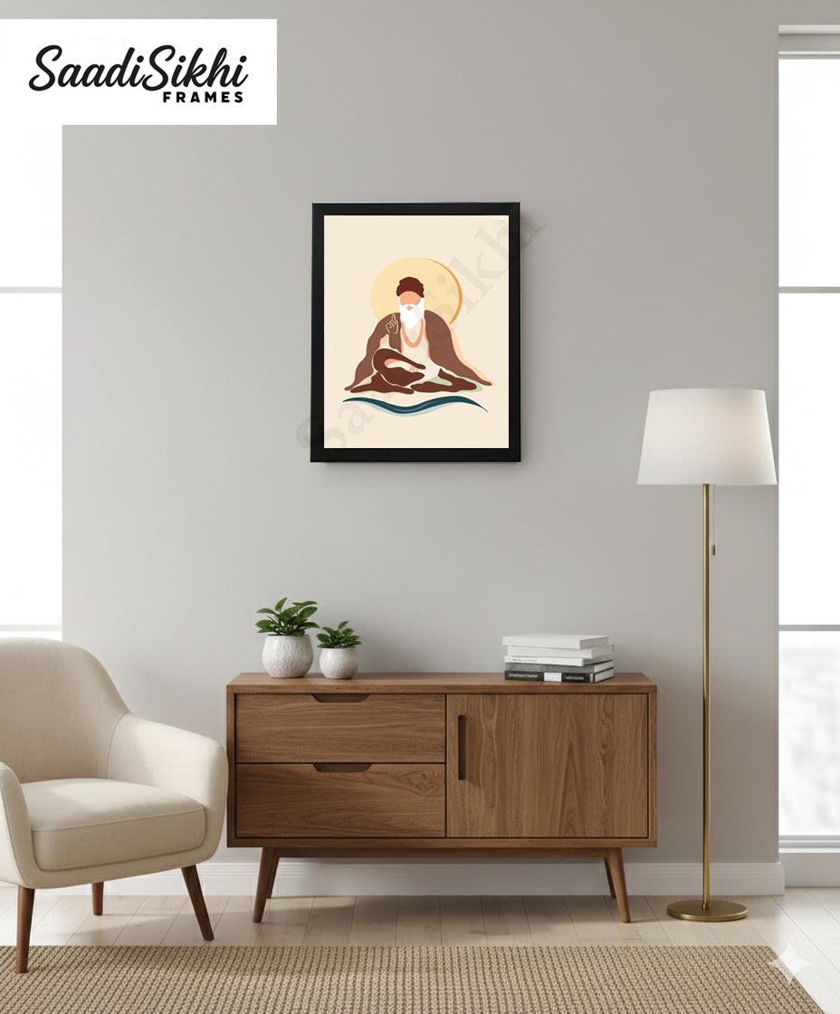 SaadiSikhi I "GURU NANAK DEV JI" - Wall Decor Prints For Home , Housewarming Gifts, Sikh Quotes I Sikh Gift Ideas I Premium Office Desk / Study Desk / Side Tables and Wall Gurbani Art Wall Frames I with Self Adhesive Hook