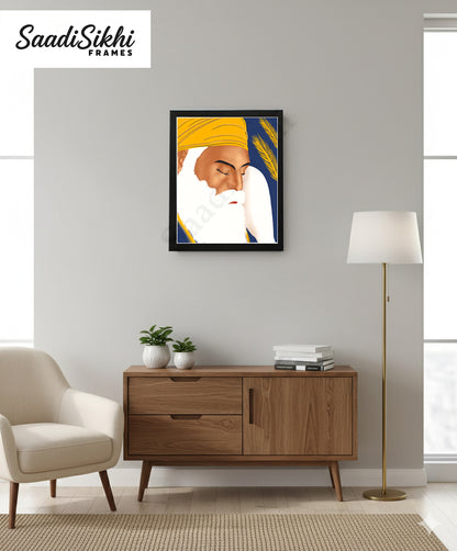 SaadiSikhi I "GURU NANAK DEV JI" - Wall Decor Prints For Home , Housewarming Gifts, Sikh Quotes I Sikh Gift Ideas I Premium Office Desk / Study Desk / Side Tables and Wall Gurbani Art Wall Frames I with Self Adhesive Hook