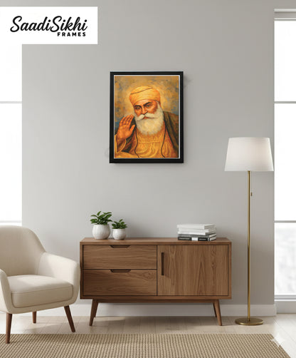 SaadiSikhi I "GURU NANAK DEV JI" - Wall Decor Prints For Home , Housewarming Gifts, Sikh Quotes I Sikh Gift Ideas I Premium Office Desk / Study Desk / Side Tables and Wall Gurbani Art Wall Frames I with Self Adhesive Hook