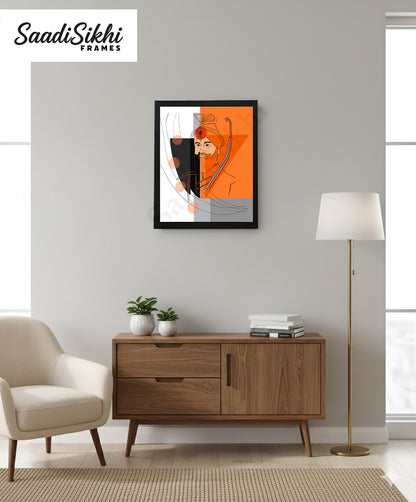 SaadiSikhi I "Guru Gobind Singh Ji" - Wall Decor Prints For Home , Housewarming Gifts, Sikh Quotes I Sikh Gift Ideas I Premium Office Desk / Study Desk / Side Tables and Wall Gurbani Art Wall Frames I with Self Adhesive Hook