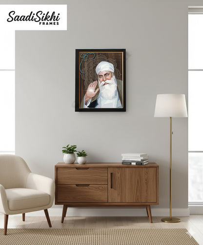 SaadiSikhi I "GURU NANAK DEV JI" - Wall Decor Prints For Home , Housewarming Gifts, Sikh Quotes I Sikh Gift Ideas I Premium Office Desk / Study Desk / Side Tables and Wall Gurbani Art Wall Frames I with Self Adhesive Hook