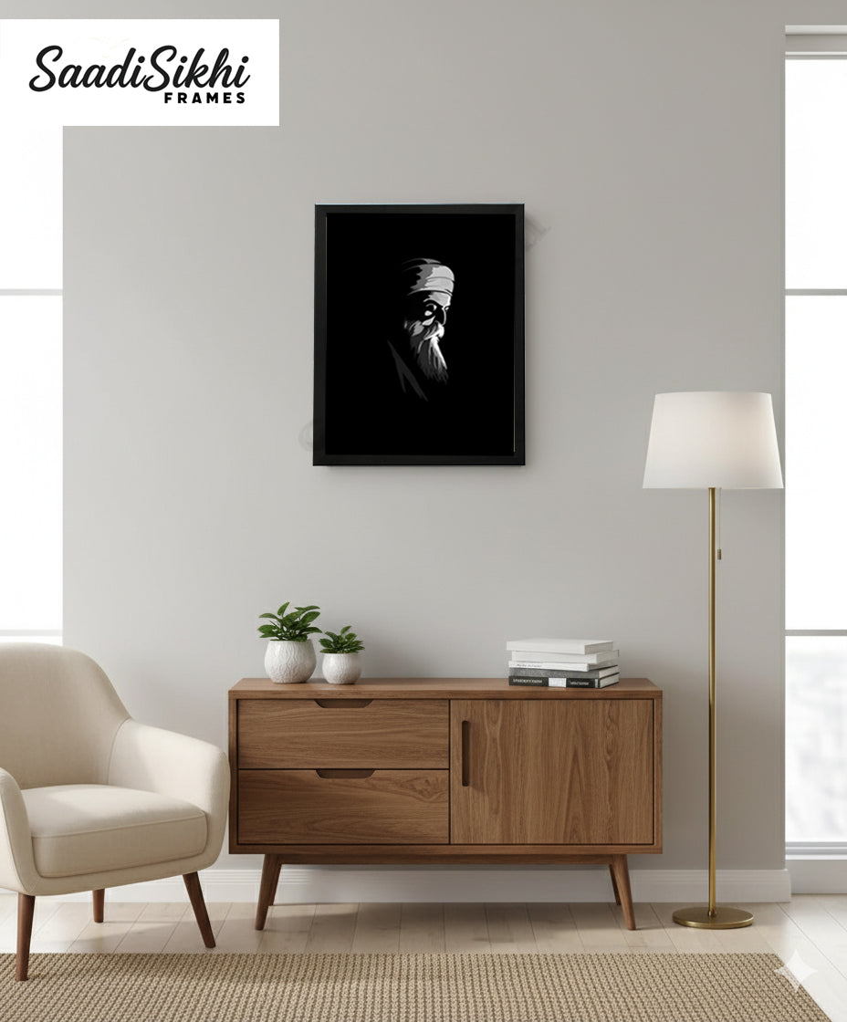 SaadiSikhi I "GURU NANAK DEV JI" - Wall Decor Prints For Home , Housewarming Gifts, Sikh Quotes I Sikh Gift Ideas I Premium Office Desk / Study Desk / Side Tables and Wall Gurbani Art Wall Frames I with Self Adhesive Hook