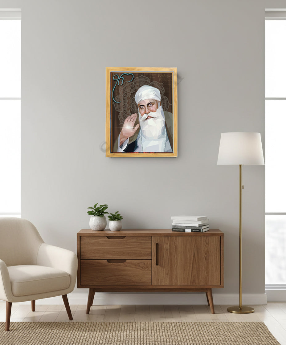 SaadiSikhi I "GURU NANAK DEV JI" - Wall Decor Prints For Home , Housewarming Gifts, Sikh Quotes I Sikh Gift Ideas I Premium Office Desk / Study Desk / Side Tables and Wall Gurbani Art Wall Frames I with Self Adhesive Hook