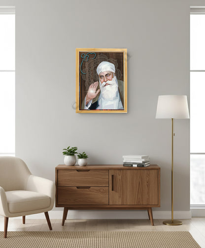 SaadiSikhi I "GURU NANAK DEV JI" - Wall Decor Prints For Home , Housewarming Gifts, Sikh Quotes I Sikh Gift Ideas I Premium Office Desk / Study Desk / Side Tables and Wall Gurbani Art Wall Frames I with Self Adhesive Hook