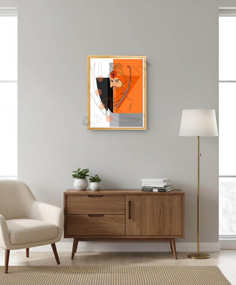 SaadiSikhi I "Guru Gobind Singh Ji" - Wall Decor Prints For Home , Housewarming Gifts, Sikh Quotes I Sikh Gift Ideas I Premium Office Desk / Study Desk / Side Tables and Wall Gurbani Art Wall Frames I with Self Adhesive Hook