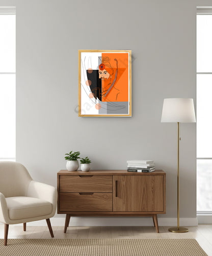 SaadiSikhi I "Guru Gobind Singh Ji" - Wall Decor Prints For Home , Housewarming Gifts, Sikh Quotes I Sikh Gift Ideas I Premium Office Desk / Study Desk / Side Tables and Wall Gurbani Art Wall Frames I with Self Adhesive Hook