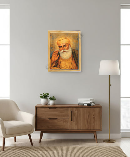 SaadiSikhi I "GURU NANAK DEV JI" - Wall Decor Prints For Home , Housewarming Gifts, Sikh Quotes I Sikh Gift Ideas I Premium Office Desk / Study Desk / Side Tables and Wall Gurbani Art Wall Frames I with Self Adhesive Hook