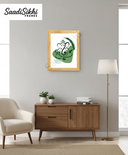 Abstract Modern Om Ganesha Minimalist Line Drawing Indian Hindu God Home Wall Decor I Boho Art I Simple Ganesha Puja Room Decor IIndian ArtI Wall Frame I with Self Adhesive Hook (SS-GJI-003)