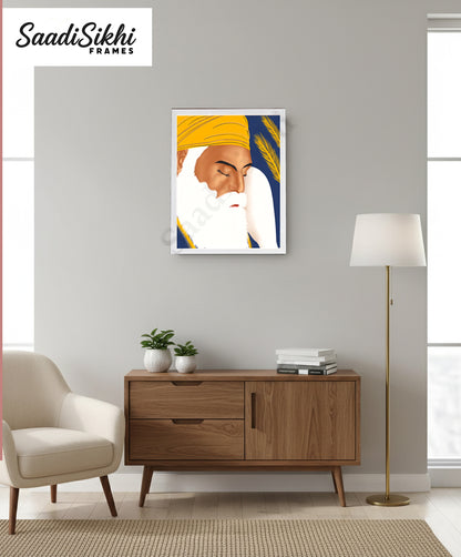 SaadiSikhi I "GURU NANAK DEV JI" - Wall Decor Prints For Home , Housewarming Gifts, Sikh Quotes I Sikh Gift Ideas I Premium Office Desk / Study Desk / Side Tables and Wall Gurbani Art Wall Frames I with Self Adhesive Hook