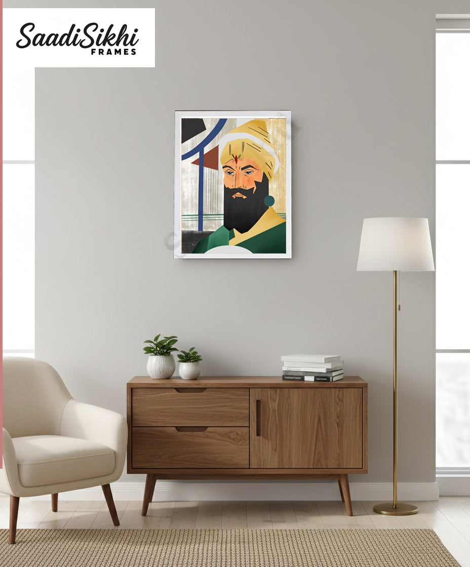 SaadiSikhi I "Guru Gobind Singh Ji" - Wall Decor Prints For Home , Housewarming Gifts, Sikh Quotes I Sikh Gift Ideas I Premium Office Desk / Study Desk / Side Tables and Wall Gurbani Art Wall Frames I with Self Adhesive Hook