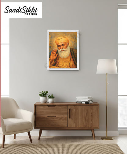 SaadiSikhi I "GURU NANAK DEV JI" - Wall Decor Prints For Home , Housewarming Gifts, Sikh Quotes I Sikh Gift Ideas I Premium Office Desk / Study Desk / Side Tables and Wall Gurbani Art Wall Frames I with Self Adhesive Hook
