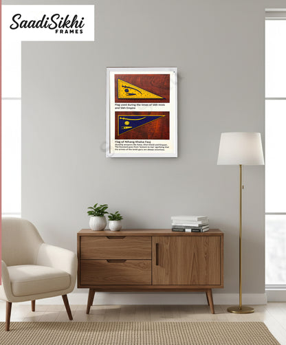 SaadiSikhi I "Khalsa Flag Wood" - Wall Decor Prints For Home , Housewarming Gifts, Sikh Quotes I Sikh Gift Ideas I Premium Office Desk / Study Desk / Side Tables and Wall Gurbani Art Wall Frames I with Self Adhesive Hook