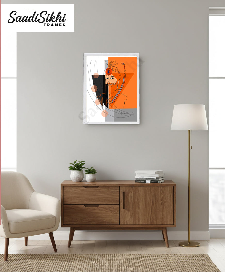 SaadiSikhi I "Guru Gobind Singh Ji" - Wall Decor Prints For Home , Housewarming Gifts, Sikh Quotes I Sikh Gift Ideas I Premium Office Desk / Study Desk / Side Tables and Wall Gurbani Art Wall Frames I with Self Adhesive Hook