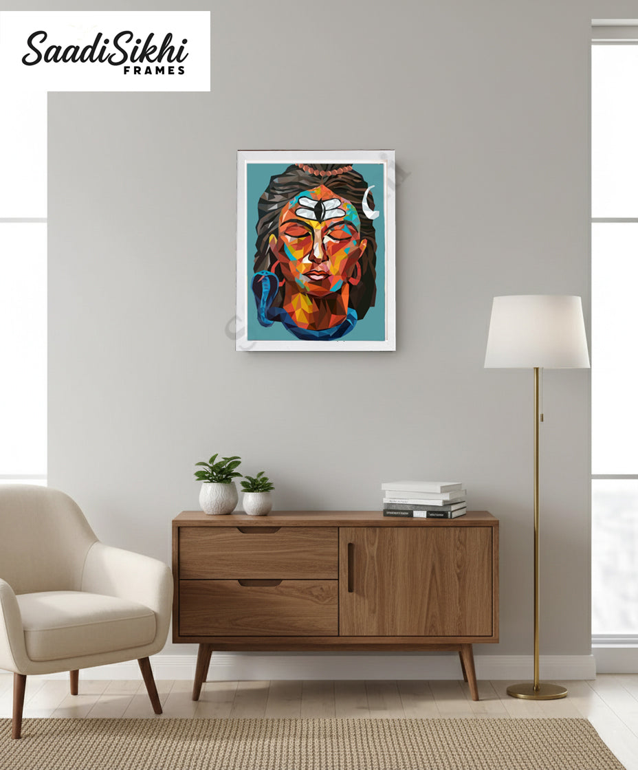 Lord Shiva Hindu Art, Spiritual wall Art, Indian Gods I Indian Art I Wall Frame I with Self Adhesive Hook  (SS-SHIV-103)