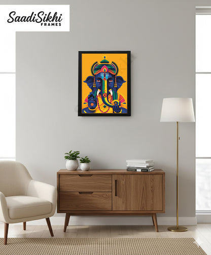 Colorful Madhubani Indian God Ganesha print I Meditation art decor I Yoga studio | Colorful wall decor I Indian Art I Wall Frame I with Self Adhesive Hook
