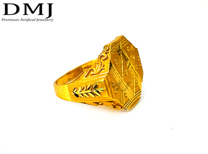 DMJ Premium High-quality Micro plated Gold look Finely Detailed Handmade Brass Gold Plated Ring