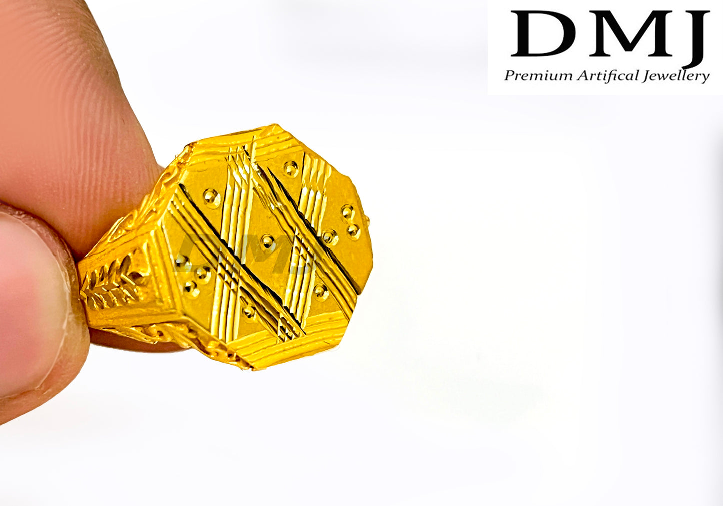 DMJ Premium High-quality Micro plated Gold look Finely Detailed Handmade Brass Gold Plated Ring