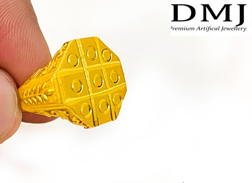 DMJ Premium High-quality Micro plated Gold look Finely Detailed Handmade Brass Gold Plated Ring