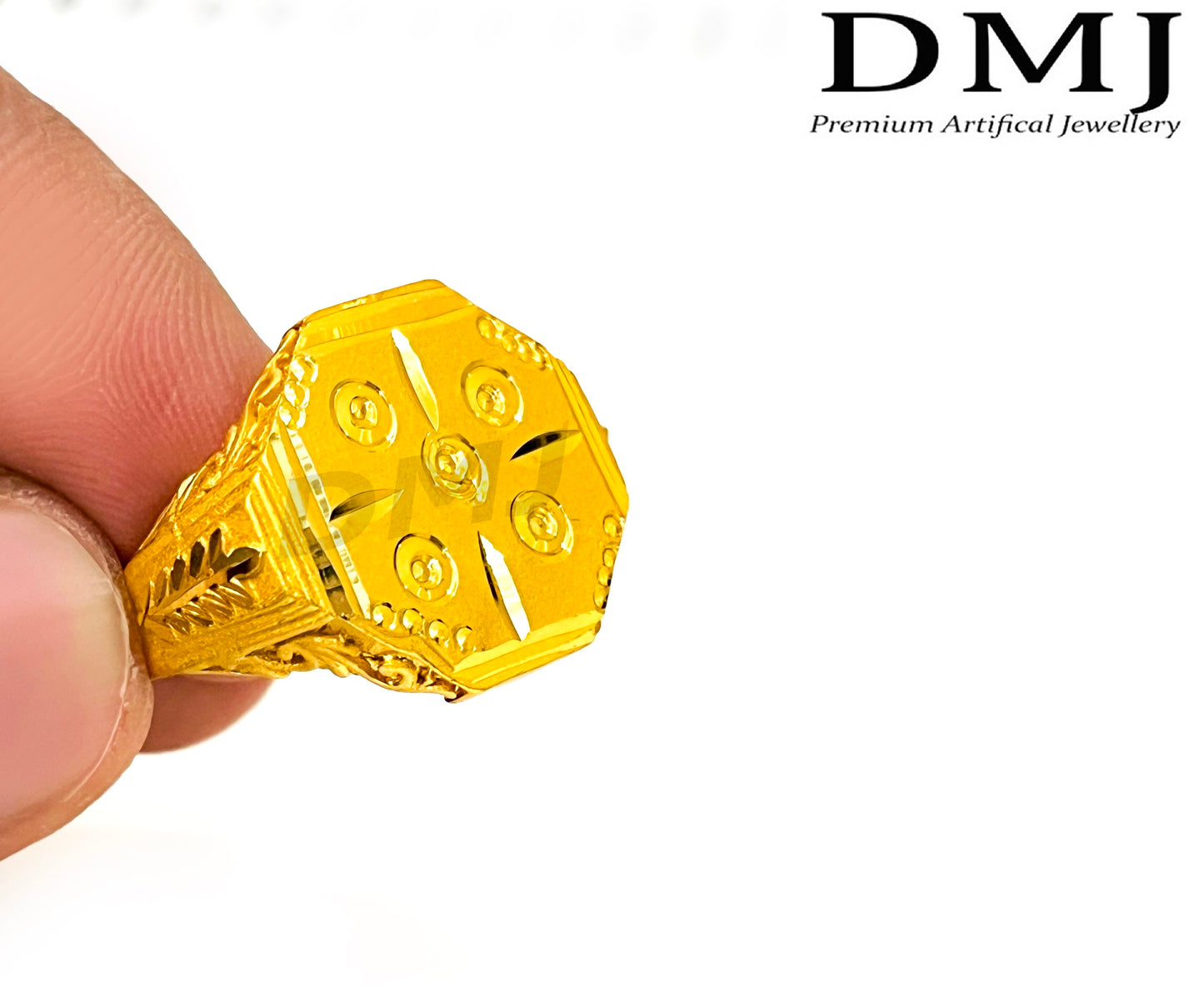 DMJ Premium High-quality Micro plated Gold look Finely Detailed Handmade Brass Gold Plated Ring