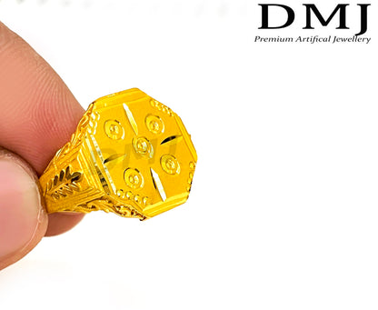 DMJ Premium High-quality Micro plated Gold look Finely Detailed Handmade Brass Gold Plated Ring