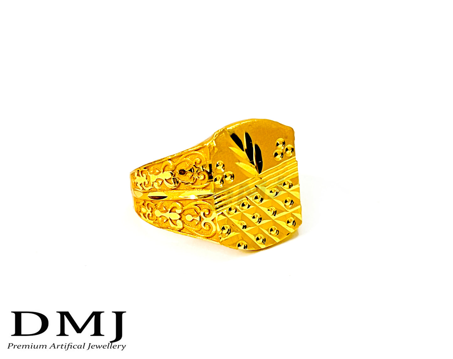 DMJ Premium High-quality Micro plated Gold look Finely Detailed Handmade Brass Gold Plated Ring