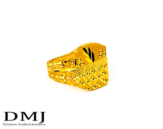DMJ Premium High-quality Micro plated Gold look Finely Detailed Handmade Brass Gold Plated Ring