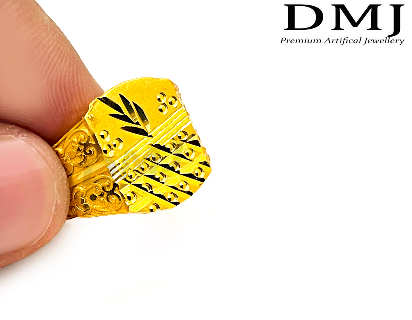 DMJ Premium High-quality Micro plated Gold look Finely Detailed Handmade Brass Gold Plated Ring