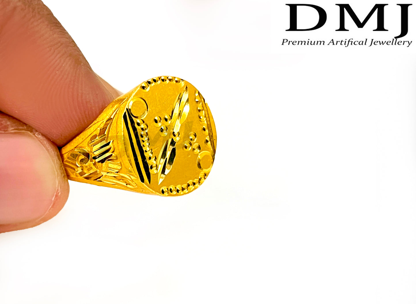 DMJ Premium High-quality Micro plated Gold look Finely Detailed Handmade Brass Gold Plated Ring