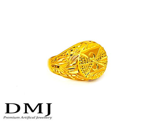 DMJ Premium High-quality Micro plated Gold look Finely Detailed Handmade Brass Gold Plated Ring