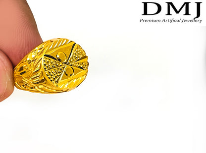 DMJ Premium High-quality Micro plated Gold look Finely Detailed Handmade Brass Gold Plated Ring