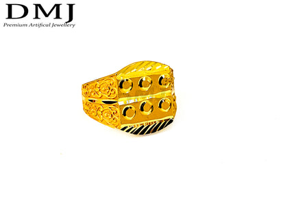 DMJ Premium High-quality Micro plated Gold look Finely Detailed Handmade Brass Gold Plated Ring
