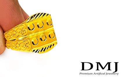 DMJ Premium High-quality Micro plated Gold look Finely Detailed Handmade Brass Gold Plated Ring