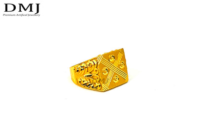 DMJ Premium High-quality Micro plated Gold look Finely Detailed Handmade Brass Gold Plated Ring