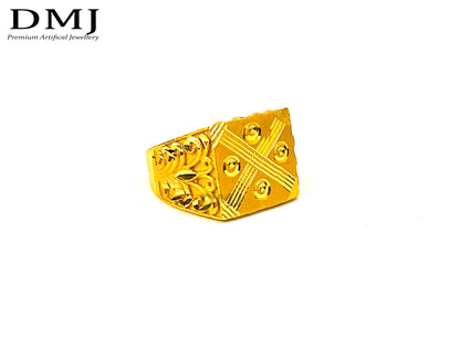 DMJ Premium High-quality Micro plated Gold look Finely Detailed Handmade Brass Gold Plated Ring