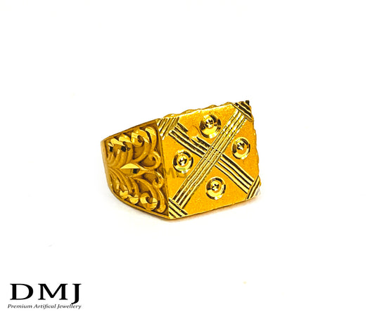 DMJ Premium High-quality Micro plated Gold look Finely Detailed Handmade Brass Gold Plated Ring