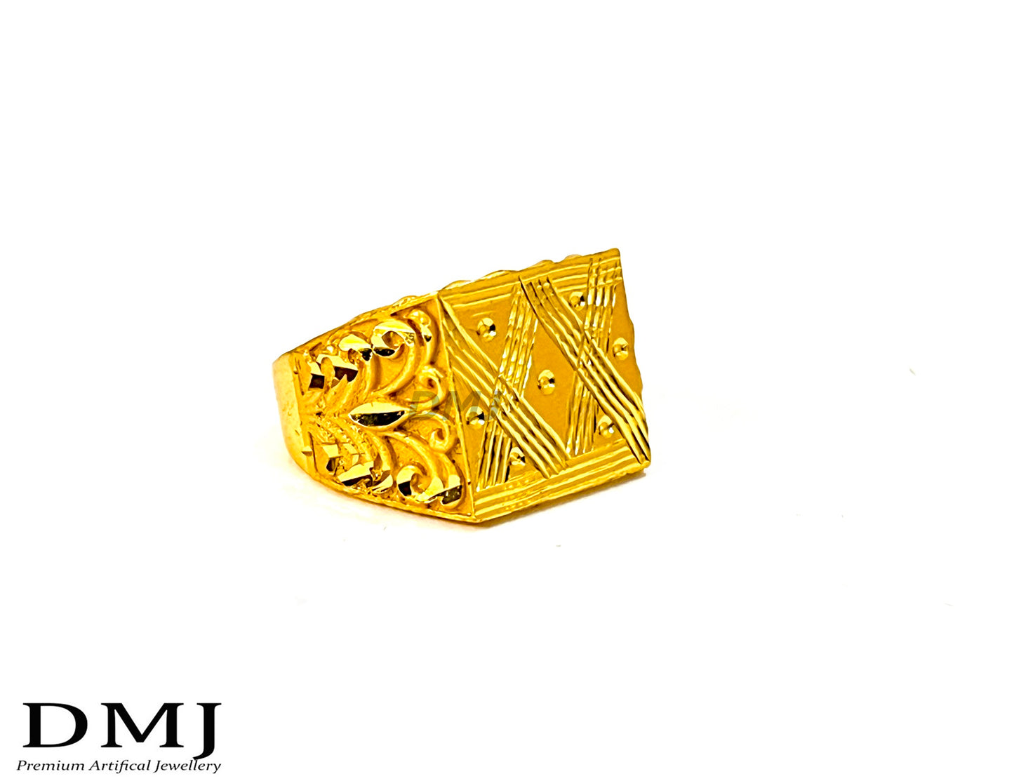 DMJ Premium High-quality Micro plated Gold look Finely Detailed Handmade Brass Gold Plated Ring