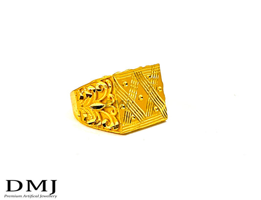 DMJ Premium High-quality Micro plated Gold look Finely Detailed Handmade Brass Gold Plated Ring