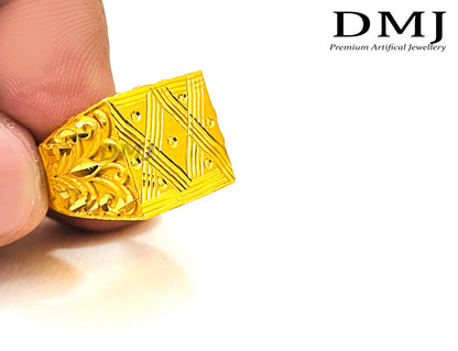 DMJ Premium High-quality Micro plated Gold look Finely Detailed Handmade Brass Gold Plated Ring